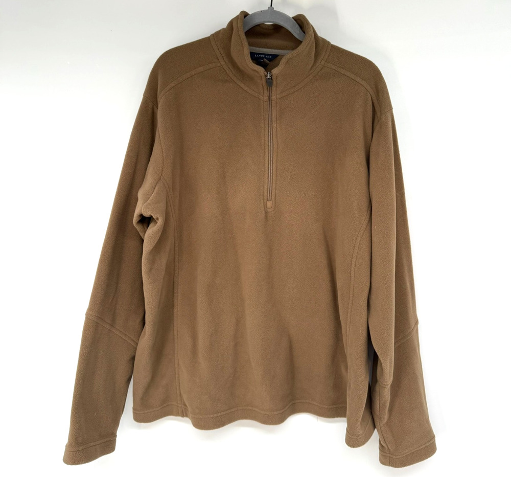 Lands' End Polartec Aircore 100 Fleece Sweater Mens XL Brown Half Zip Gorpcore